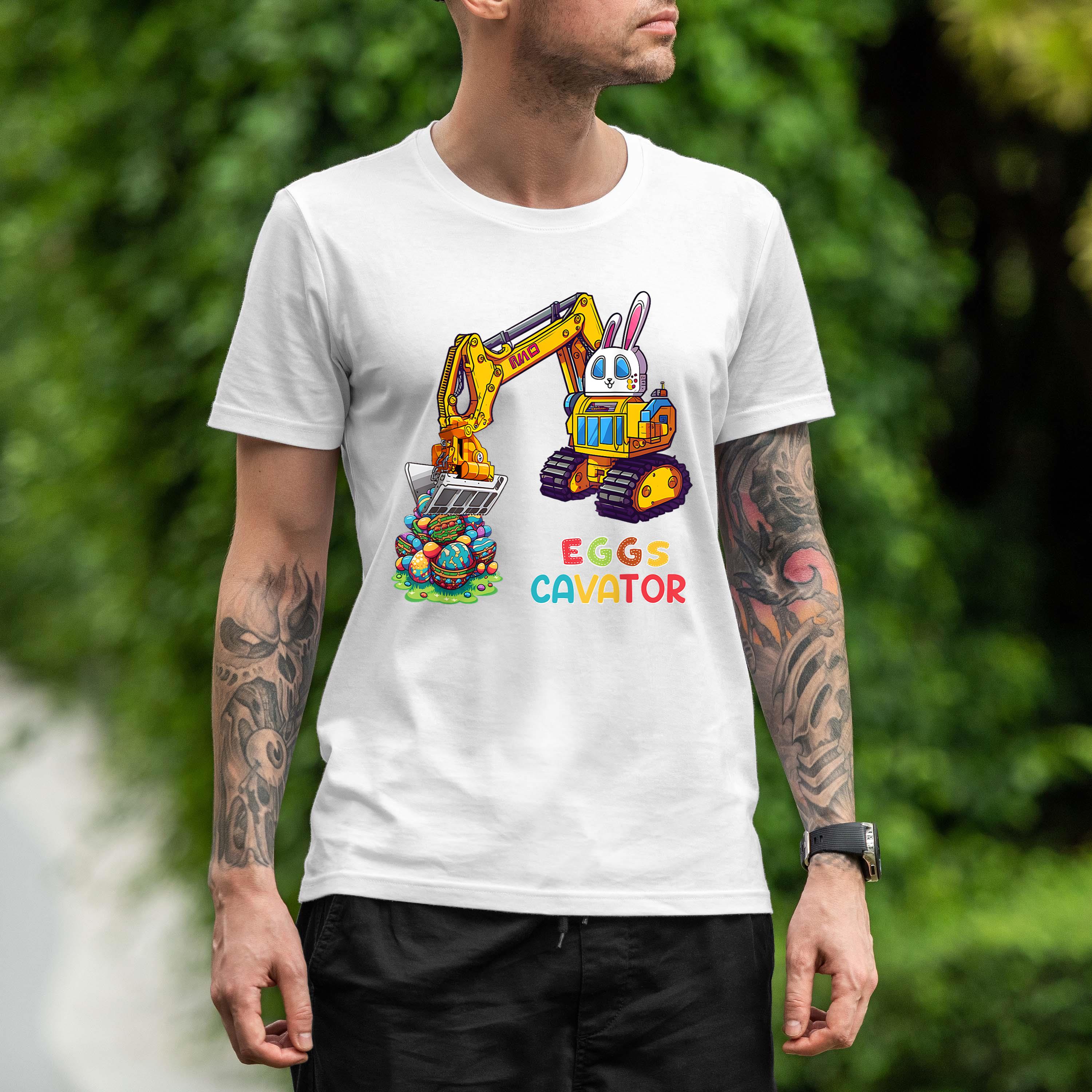 Bunny Excavator Truck Easter Egg Hunt Boys Easter Shirt 